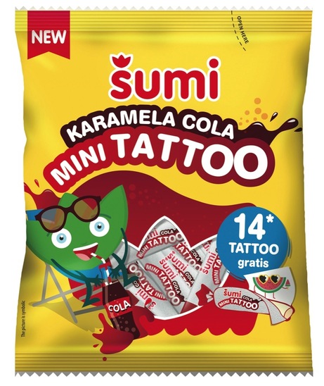 Bonboni Cola karamela mini, Tattoo, Šumi, 80 g