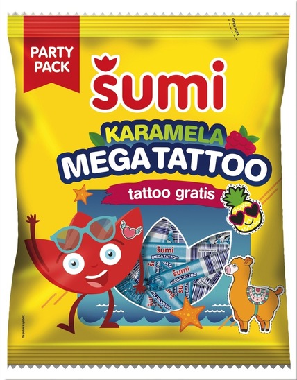 Bonboni Karamela Mega Tattoo, Šumi, 400 g