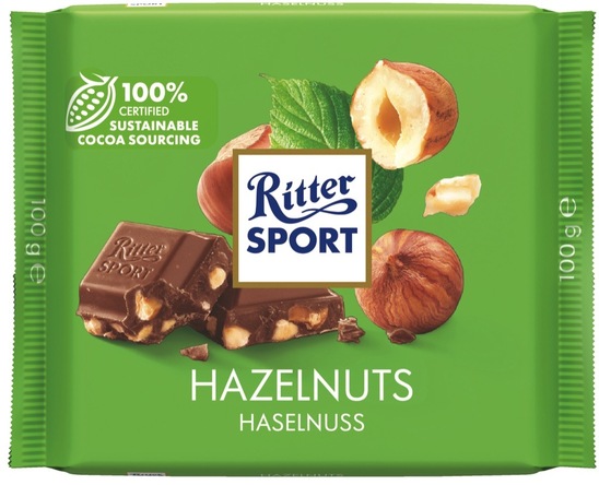 Mlečna čokolada s sesekljanimi lešniki, Ritter Sport, 100 g