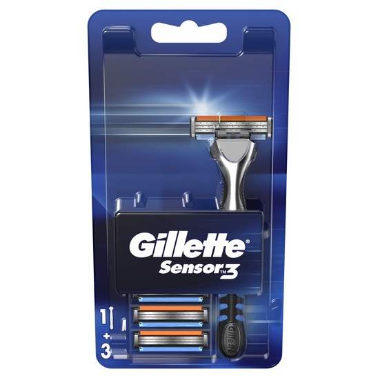 Ročni brivnik Sensor3 + 3 nastavki, Gillette