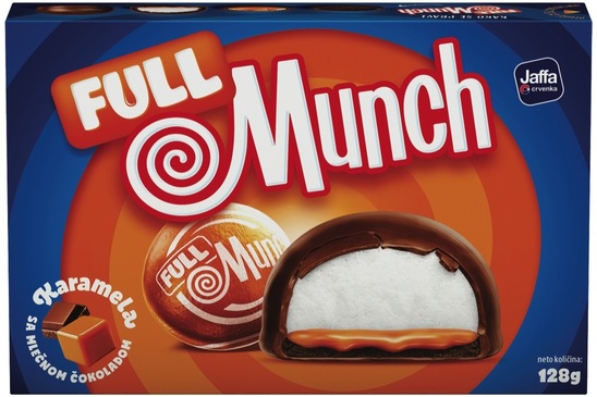 Keks karamela z mlečno čokolado Full Munch, Munchmallow, 128 g