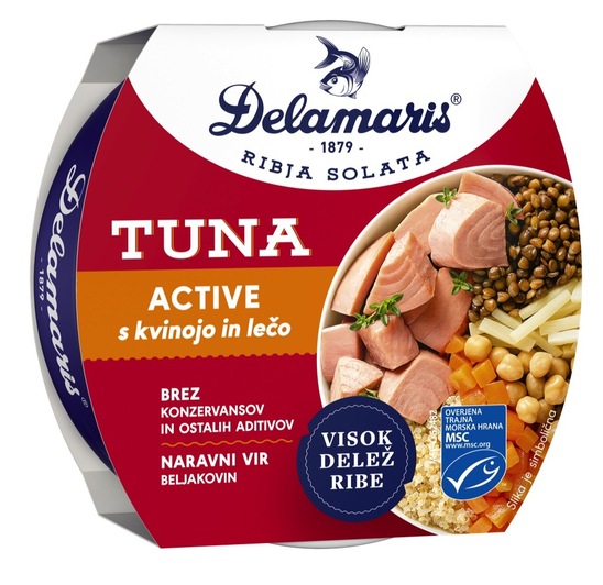 Tunina solata Active, s kvinojo in lečo, Delamaris, 170 g