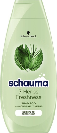 Šampon za lase Schauma 7 Herbs, za normalne lase, ki se hitro zmastijo, 400 ml
