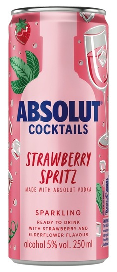 Mešana alkoholna pijača, Strawberry & Spritz, Absolut, 5,0 % alkohola, 0,25 l