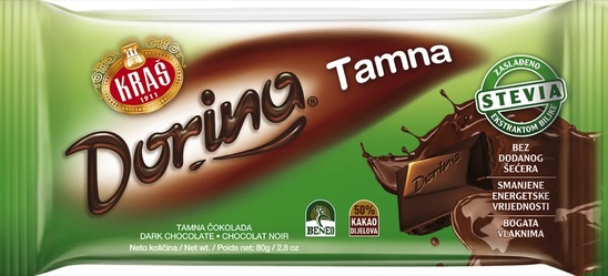 Temna čokolada s stevio, Dorina, 80 g
