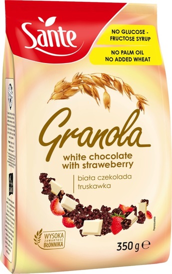 Kosmiči Granola, bela čokolada in jagoda, Sante, 350 g