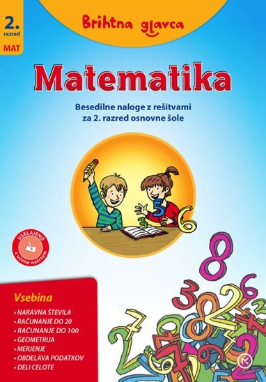 Delovni zvezek Brihtna glavca, matematika 2, besedilne naloge z rešitvami, Mladinska knjiga Založba