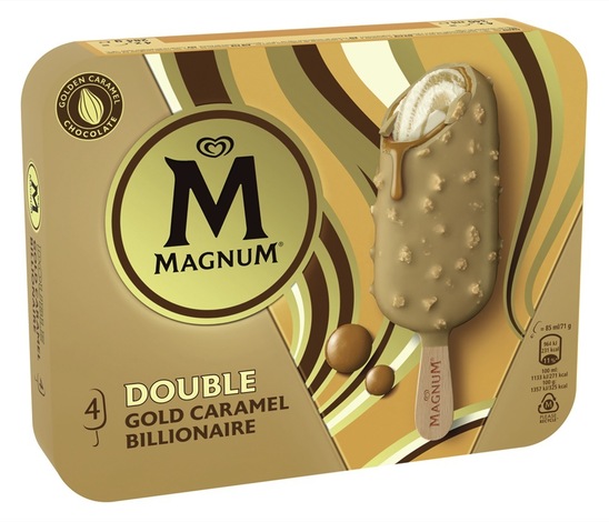 Sladoled, Double Gold Caramel Billionaire, Magnum, 4 x 85 ml