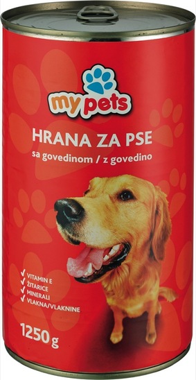 Hrana za pse z govedino, My Pets, 1250 g