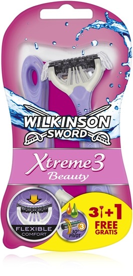 Ročni brivnik Wilkinson Extreme3 Beauty, 3 + 1 gratis
