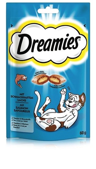 Prigrizek za mačke z lososom, Dreamies, 60 g