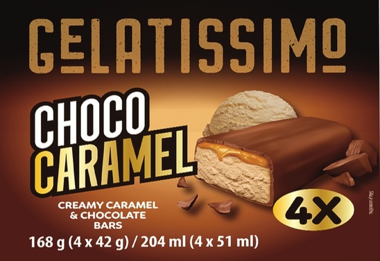Sladoled Choco Caramel, Gelatissimo, 4 x 51 ml