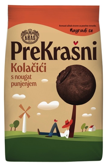 Keksi PreKrašni, čajno pecivo z nougat polnilom, Kraš, 220 g