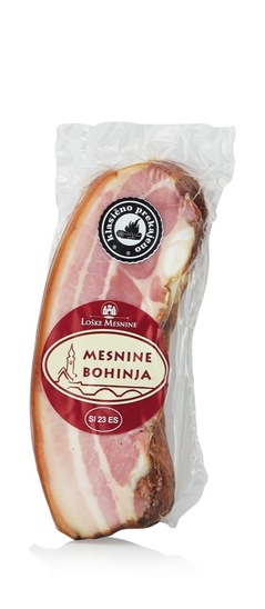 Hamburška slanina, Mesnine Bohinja, pakirano, cca 330 g, cena za kg