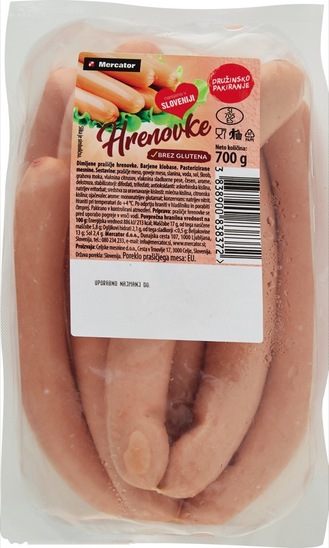 Svinjske hrenovke, Mercator, pakirano, 700 g