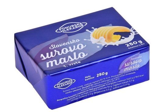 Slovensko surovo maslo, Pomurske mlekarne, 250 g