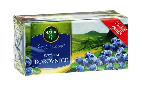 Čaj svežina borovnice, Matik, 20 vrečk, 62,5 g