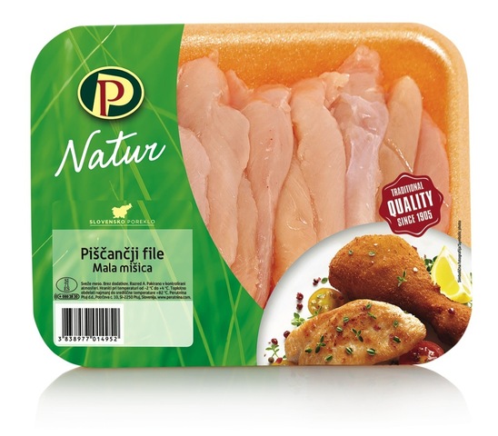 Piščančji file mala mišica Natur, Perutnina Ptuj, pakirano, 400 g, IK