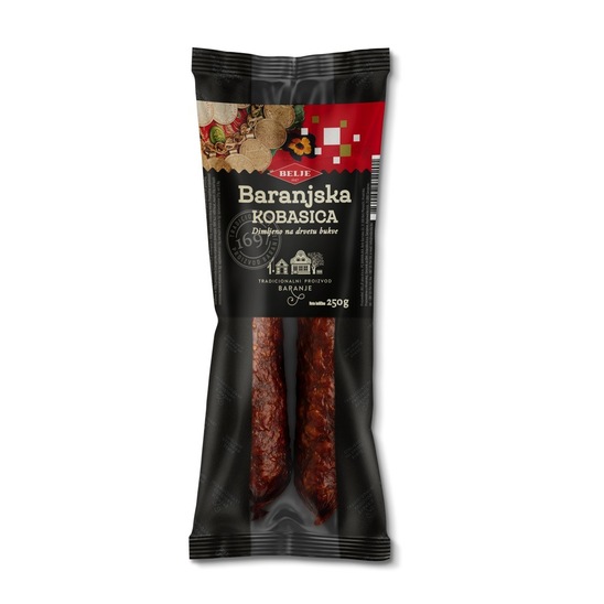 Domača Baranjska klobasa, trajna, Belje, pakirano, 250 g