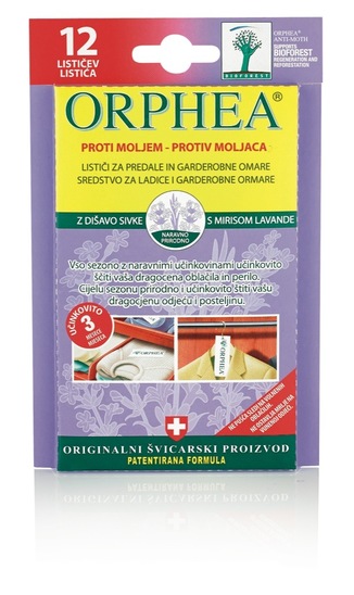 Insekticid lističi proti tekstilnim moljem lavanda,Orphea, 12 kosov