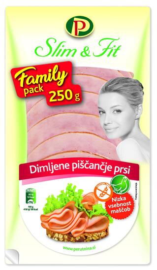 Narezek, dimljene piščančje prsi Slim & Fit, Perutnina Ptuj, pakirano, 250 g