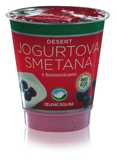 Smetanov jogurt z borovnico, 7,8 % m.m., Zelene Doline, 150 g