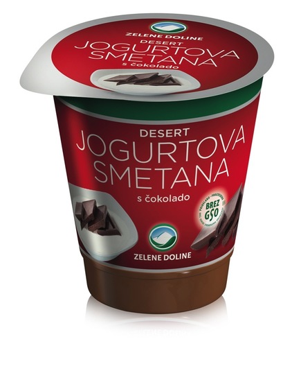 Smetanov jogurt s čokolado, 7,8 % m.m., Zelene Doline, 150 g