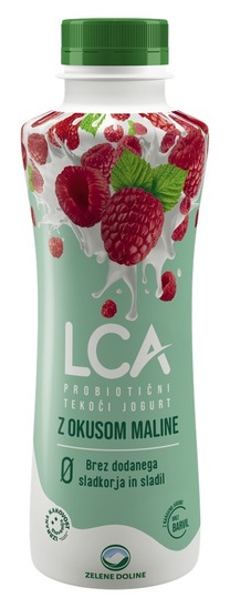 Tekoči jogurt LCA Nula, malina, Zelene Doline, 500 g
