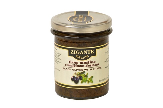 Črne olive z materino dušico, Zigante, 180 g