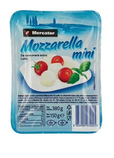 Mini mozzarella, Mercator, 150 g