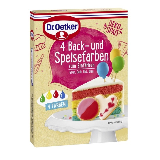 Barva za peko in jedila, Dr. Oetker, 4 x 20 g