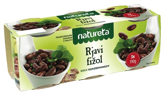 Rjavi fižol, Natureta, 3 x 190 g