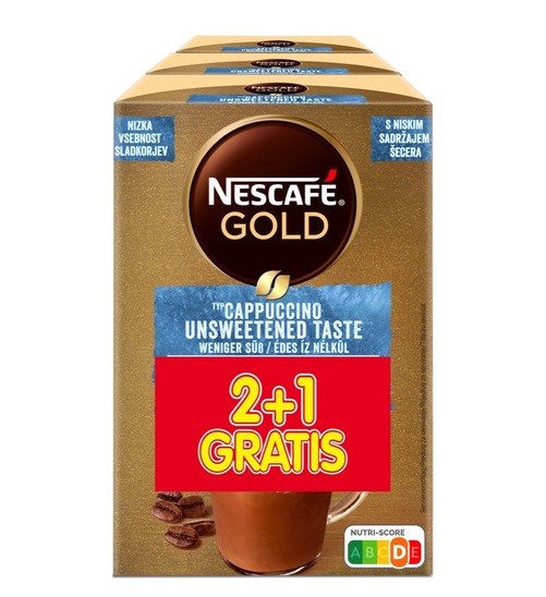Kava Cappucino z manj sladkorja, Nescafe, 3 x 125 g 2+1 gratis