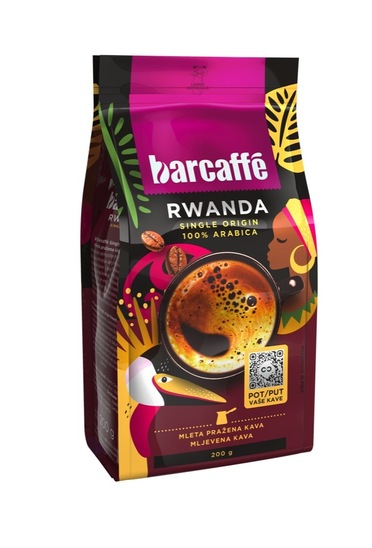 Mleta kava Rwanda single origin, 100 % Arabica, Barcaffe, 200 g