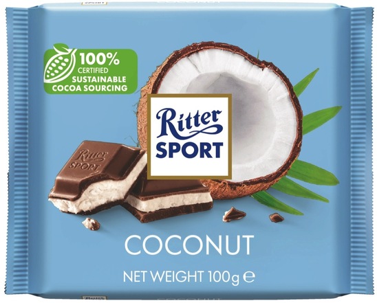 Čokolada s kokosovo kremo, Ritter Sport, 100 g