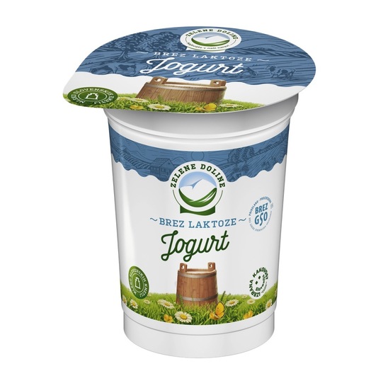 Jogurt brez laktoze, 3,5 % m. m., Zelene Doline, 160 g