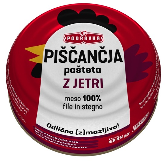 Piščančja pašteta z jetri, Podravka, 95 g