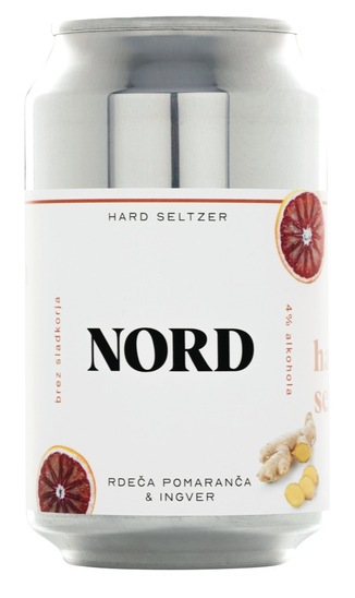 Alkoholni napitek, Rdeča pomaranča in ingver, Nord Hard Seltzer, 4,0 % alkohola, 0,33 l