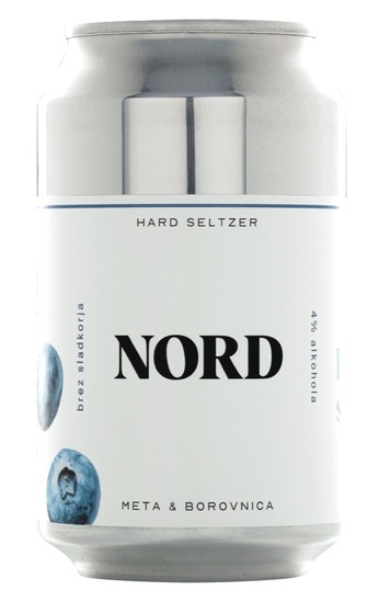 Alkoholni napitek, Meta in borovnica, Nord Hard Seltzer, 4,0 % alkohola, 0,33 l