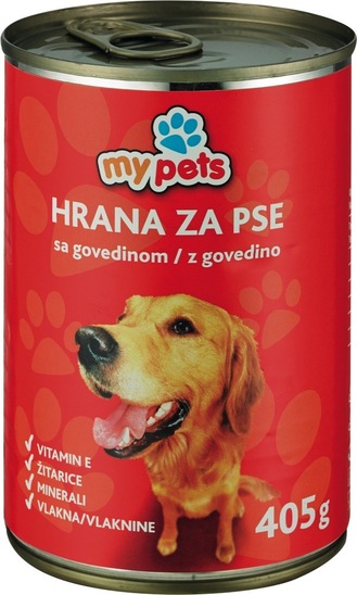 Hrana za pse z okusom govedine, My pets, 405 g