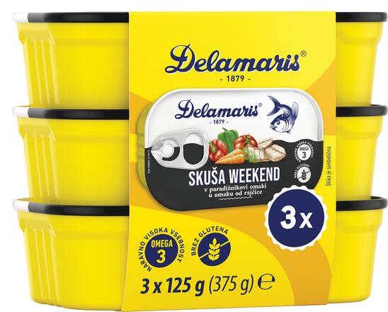 Skuša z zelenjavo Weekend, Delamaris, 3 x 125 g