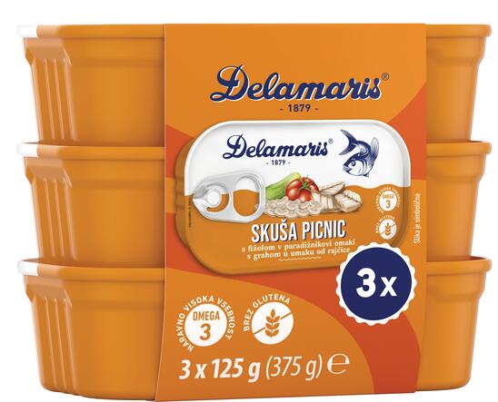 Skuša z zelenjavo Picnic, Delamaris, 3 x 125 g