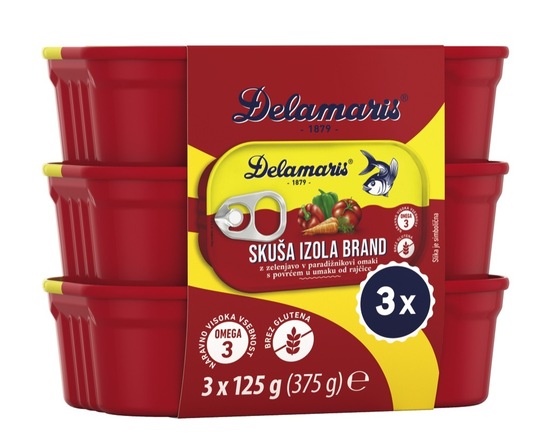 Skuša z zelenjavo, Izola Brand, Delamaris, 3 x 125 g