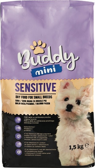 Suha hrana za pse, Buddy Mini Sensitive, 1,5 kg