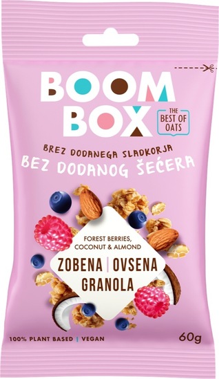 Ovsena granola, gozdni sadeži in mandelj, Boom Box, 60 g