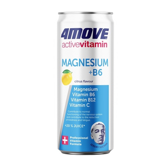 Gazirana brezalkoholna pijača z vitamini in magnezijem, grenivka in limeta, 4Move, 330 ml