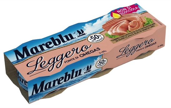 Tuna Leggero z Omega 3 v oljčnem in lanenem olju, Mareblu, 3 x 60 g