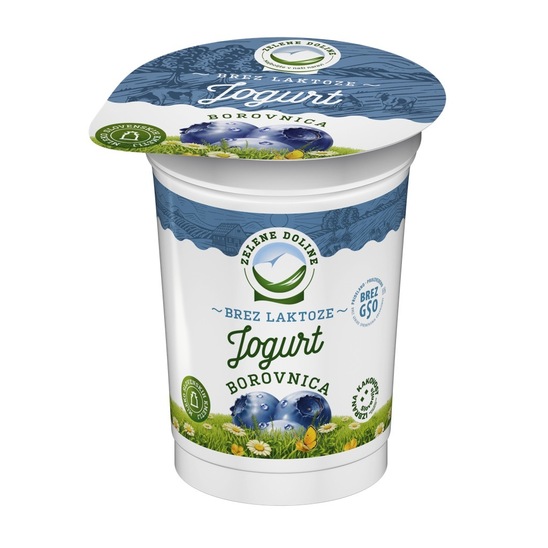 Sadni jogurt brez laktoze, borovnica, Zelene Doline, 160 g