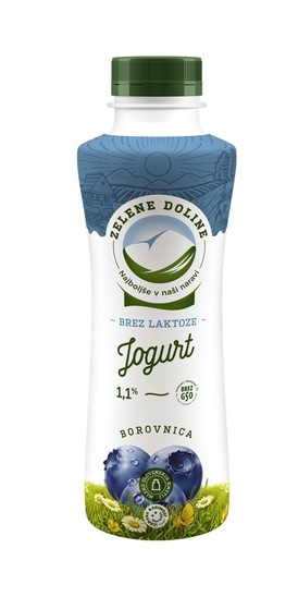 Sadni jogurt brez laktoze, borovnica, Zelene Doline, 500 g