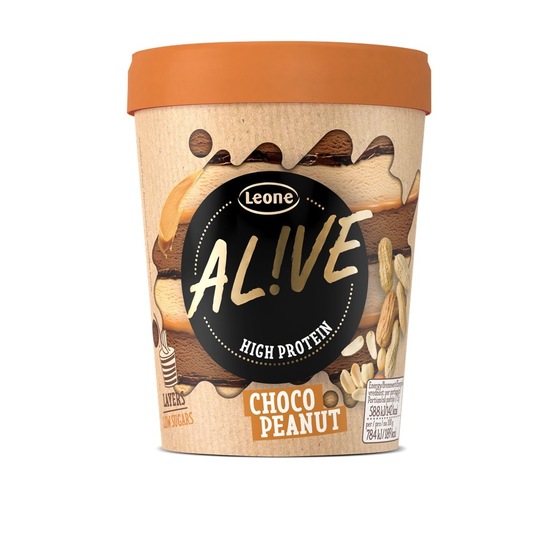 Proteinski sladoled v lončku, čokolada in arašidi, AL!VE, 480 ml